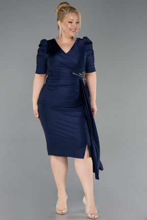 Robe de Soirée Grande Taille Midi Bleu Marine ABK2643