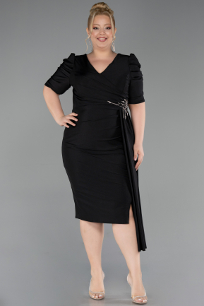 Robe de Soirée Grande Taille Midi Noir ABK2643