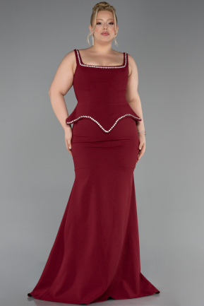 Robe de Soirée Grande Taille Longue Rouge Bordeaux ABU6248