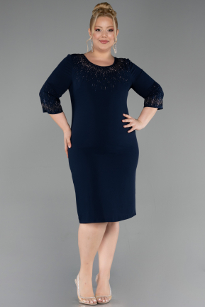 Robe De Invitation Grande Taille Midi Bleu Marine ABK2648
