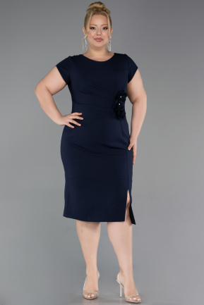Robe De Invitation Grande Taille Midi Bleu Marine ABK2649