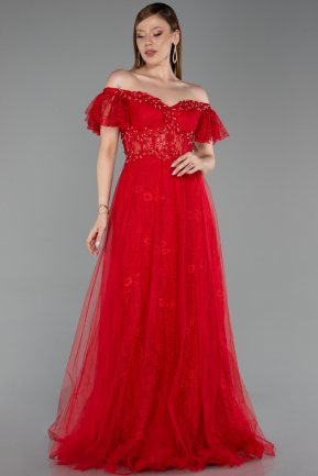 Robe de Soirée Longue Rouge ABU6244