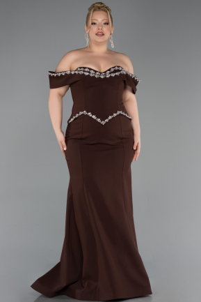 Robe De Soirée Grande Taille Longue Brun ABU6199