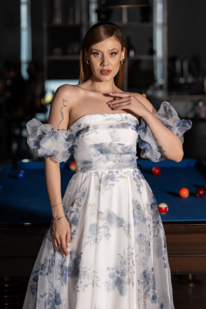 Robe de Soirée Longue Bleu Marine ABU6228