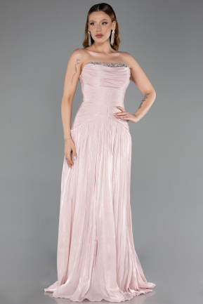 Robe de Soirée Longue Mousseline Poudre ABU6277