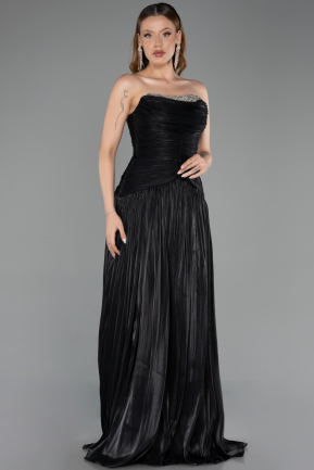 Robe de Soirée Longue Mousseline Noir ABU6277