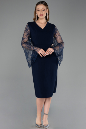 Robe De Invitation Grande Taille Midi Bleu Marine ABK2646