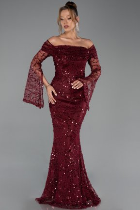 Robe Queue de Poisson Longue Squameuse Rouge Bordeaux ABU5623