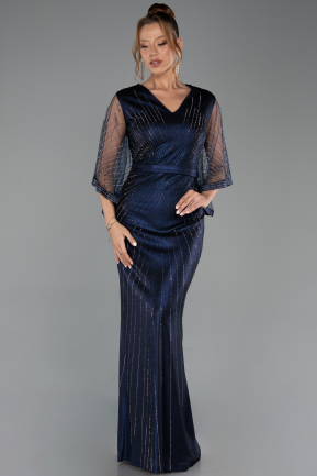 Robe De Soirée Grande Taille Longue Bleu Marine ABU6301