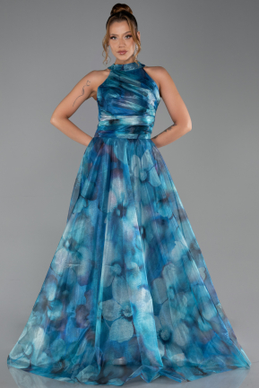 Robe de Soirée Longue Vert Pétrole ABU6294