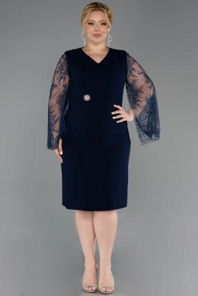 Robe De Invitation Grande Taille Midi Bleu Marine ABK2646
