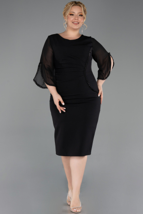 Robe De Invitation Grande Taille Midi Noir ABK2659