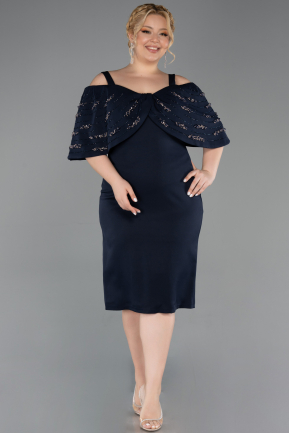 Robe De Invitation Grande Taille Midi Bleu Marine ABK2660