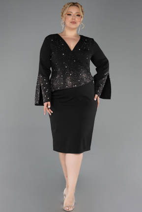 Robe De Invitation Grande Taille Midi Noir ABK2661
