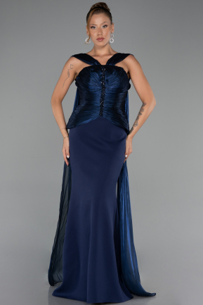 Robe de Soirée Longue Bleu Marine ABU6326