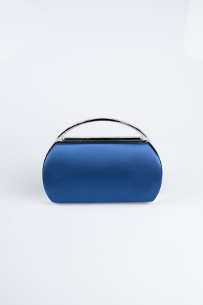 Sac De Soirée Luxe Satin Bleu Marine V351