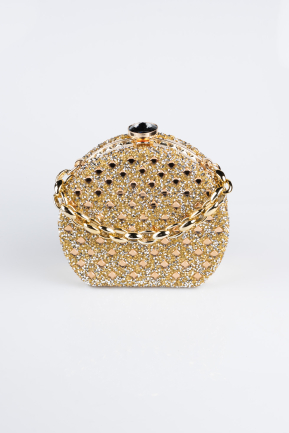 Sac De Soirée Luxe Pierreux Or SH854