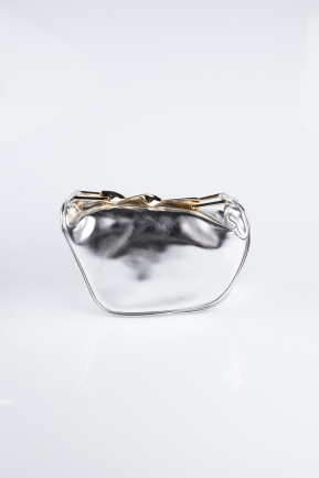 Sac de Soirée Luxe Cuir Argent KC476