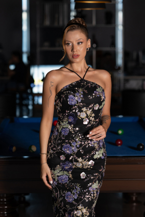 Robe de Soirée Longue Noir ABU6314