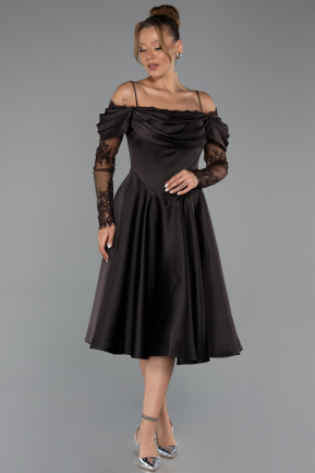 Tenue de Soirée Midi Satin Brun ABK2552