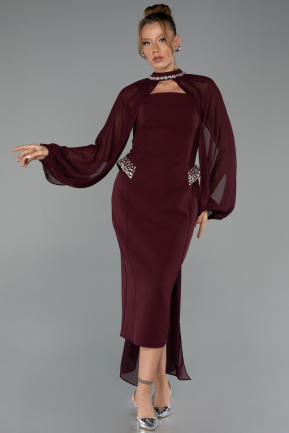 Robe De Soirée Midi Rouge Bordeaux ABK2664