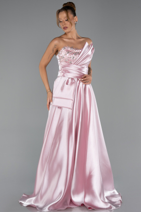 Robe de Soirée Longue Satin Poudre ABU5767