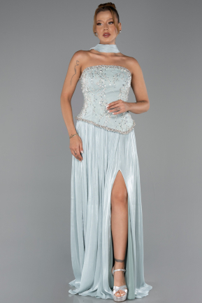 Robe De Soirée Mousseline Longue Menthe ABU5786