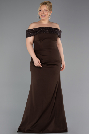 Robe de Soirée Grande Taille Longue Brun ABU6302
