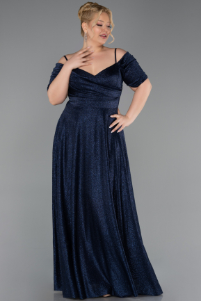 Robe de Soirée Grande Taille Longue Bleu Marine ABU6333