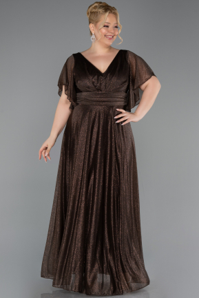 Robe De Soirée Grande Taille Longue Brun ABU5323