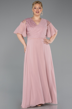 Robe de Soirée Grande Taille Longue Mousseline Poudre ABU6340