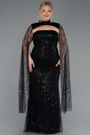 Robe De Soirée Grande Taille Longue Perlé Noir ABU6346