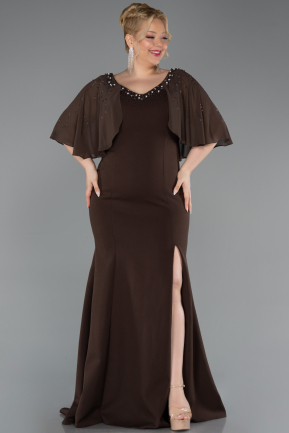 Robe De Soirée Grande Taille Longue Brun ABU6353