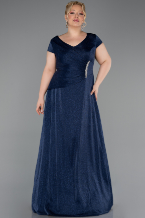 Robe De Soirée Grande Taille Longue Bleu Marine ABU6363