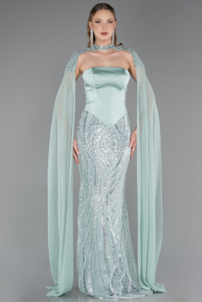 Robe Queue de Poisson Longue Perlé Menthe ABU6315