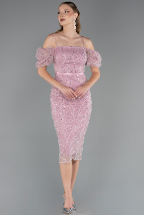 Robe de Cérémonie Midi Perlé Poudre ABK2667