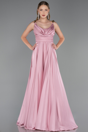 Robe de Soirée Longue Satin Poudre ABU5146