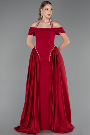 Robe de Soirée Longue Satin Rouge ABU5995