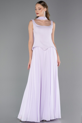 Robe de Soirée Longue Mousseline Lilas ABU6369
