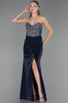 Robe de Soirée Longue Bleu Marine ABU6371