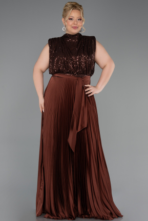 Robe De Soirée Grande Taille Longue Brun ABU3341
