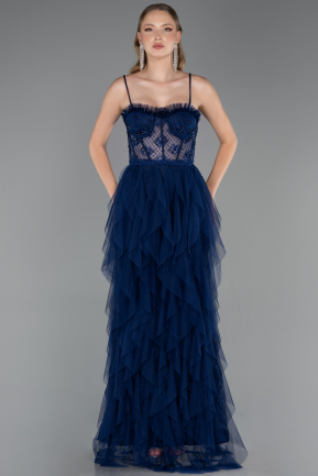 Robe de Soirée Longue Bleu Marine ABU2822