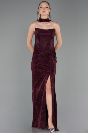 Robe de Soirée Longue Rouge Bordeaux ABU6378