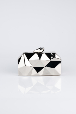 Sac de Soirée Luxe Métal Platine SH921