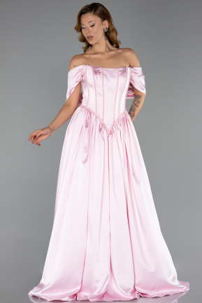 Robe de Soirée Longue Satin Poudre ABU6399