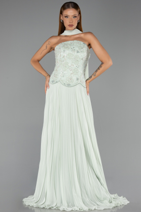 Robe de Soirée Longue Mousseline Menthe ABU6436