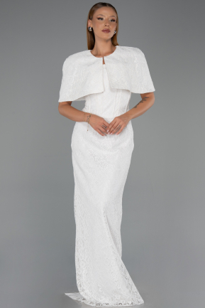 Robe de Soirée Longue Dantelle Blanc ABU6438