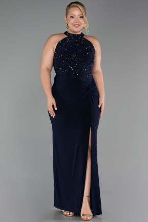 Robe de Soirée Grande Taille Longue Bleu Marine ABU6415