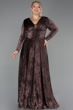 Robe de Soirée Grande Taille Longue Cuivre ABU6492