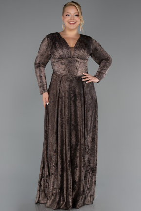 Robe de Soirée Grande Taille Longue Noir-Or ABU6492